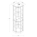 6 Shelf Lighted Corner Curio Cabinet with Adjustable Tempered Glass Shelves and Mirror Back, Oak