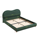 Queen Size Upholstered Platform Bed Frame with Rounded Corners Curved Headboard by HouseOfZazla