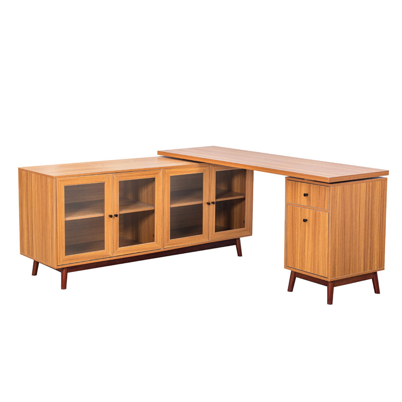 Walker Edison | Modern L-shaped 66" Desk with Storage