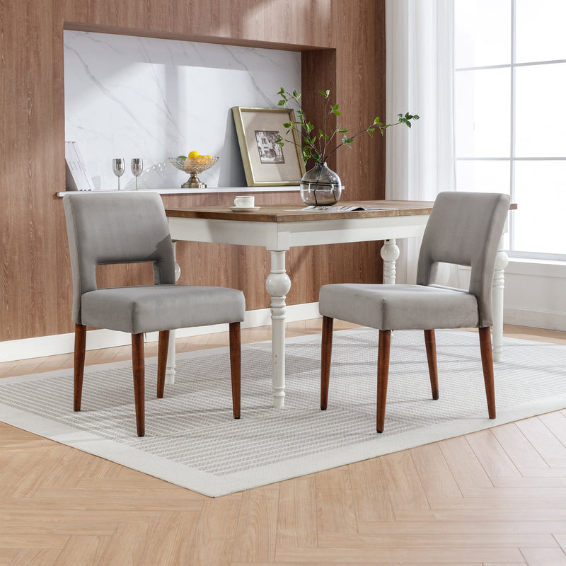 Accent Chairs Set of 2, Velvet Chairs with Solid Woood, Upholstered Dining Chairs for Living Room, Kitchen, Bedroom, Beauty Room,Dining room- Grey