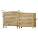 3 Drawers Rattan Storage Cabinet Rattan Drawer, For Bedroom, Living Room, Dining Room, Hallways (Set of 2) - Oak by HouseOfZazla