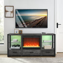 23 inch electric fireplace insert, ultra thin heater with crystal & realistic flame, remote control with timer, overheating protection,with side light