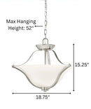 Langford 19"W 2-Light Brushed Nickel Pendant/Semi-Flush Mount Light by Kichler by LampsUSA