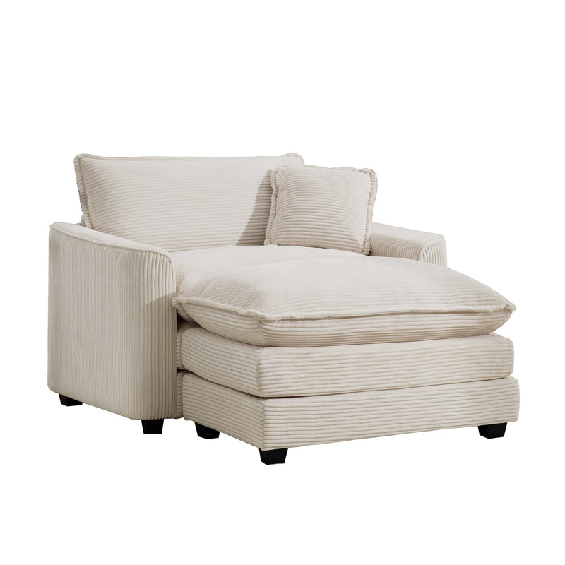 Walker Edison | Corduroy Deep Seat Cloud Accent Chair with Ottoman Set