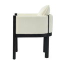 Linen Upholstered Armchair with Black Rubber Wood Legs