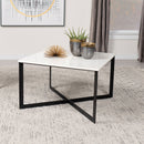 Volz - Square Coffee Table With Crisscross Base - White Marble by HouseOfZazla