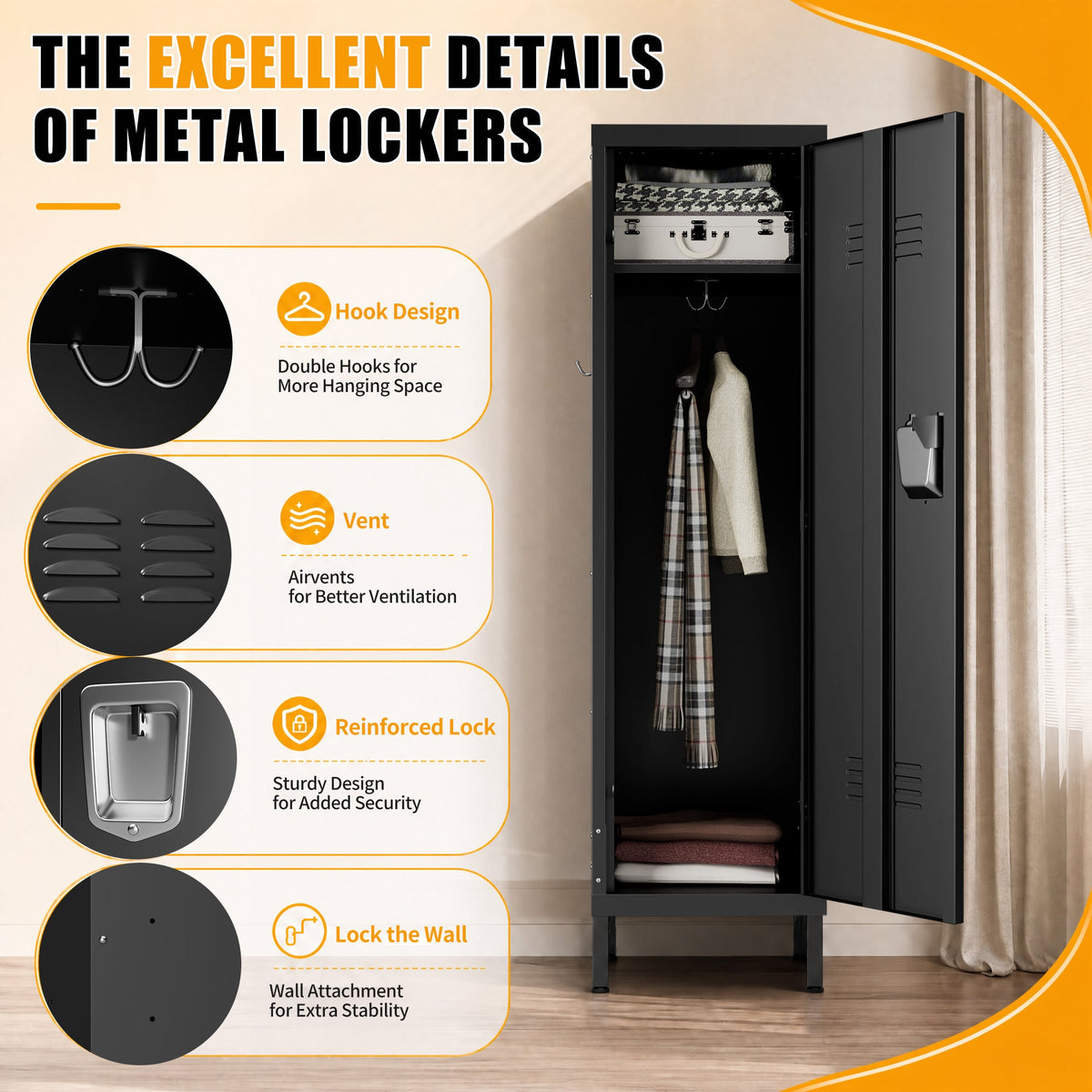 55-Inch Tall Metal Wardrobe Cabinet, photo 8 of 10