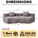 Curved Sectional Sofa With 2 Pillows For Living Room - Gray by HouseOfZazla