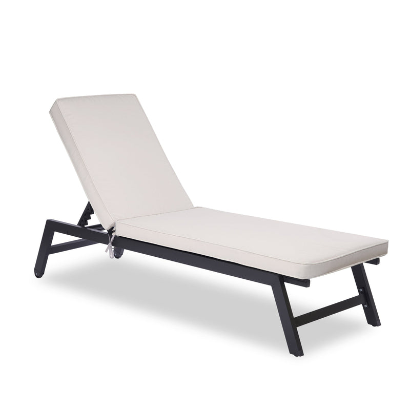 2PCS Set Outdoor Lounge Chair Cushion Replacement Patio Funiture Seat Cushion Chaise Lounge Cushion-Beige