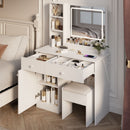 Fashion Vanity Desk With Mirror And Adjustable Lights, Makeup Table Set With 2 Drawers - White by HouseOfZazla