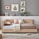 Mid-Century Storage Upholstered Tufted Bed Frame With Backrest And Armrests by Unique Piece Furniture