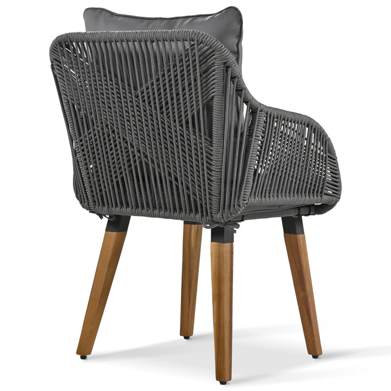 5 Pieces Patio Furniture Chair Sets, Patio Conversation Set With Wicker Cool Bar Table, Ottomans,Outdoor Furniture Bistro Sets for Porch,Backyard,Balcony,Poolside Grey