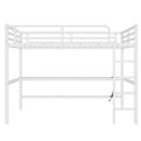 Metal Queen Size Loft Bed with Power Outlet and LED Lighted