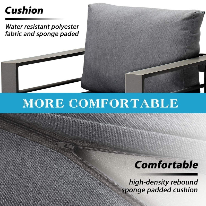 Aluminum Grey Outdoor Patio Sofas 4 Piece Furniture Modern Couch For Small Spaces Pool Garden
