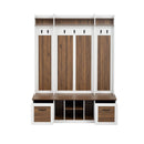 5 In 1 Entryway Bench With Coat Rack, 7 Sturdy Hooks, 2 Spacious Drawers And Adjustable Shelves