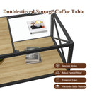 Modern Coffee Table with Tempered Glass and Natural Wood MDF Top