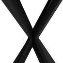 31.5" Modern Round Dining Table with Crossed Legs, Black Occasional Table, Two Piece Detachable Table Top, Matte Finish Iron Legs