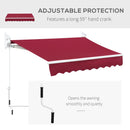 8' x 7' Patio Retractable Awning, Manual Exterior Sun Shade Deck Window Cover, Wine Red