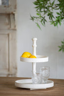Two Tiered Round Wooden Tray - White by Unique Piece Furniture