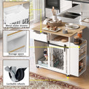 Modern Style 2 In 1 Pet Friendly Dog Crate Kitchen Island End Table Metal Pine - Natural / White by Unique Piece Furniture