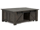 Garrett - Rectangular Lift-top Cocktail Table With Casters - Weathered Charcoal