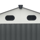 8x12 Ft Metal Outdoor Storage Shed with Window, Floor Base, Air Vents and Double Hinged Door