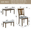 6 Pieces Kitchen Dining Set, Rectangular Wooden Dining Table With 4 Upholstered Chairs And A Bench by Unique Piece Furniture