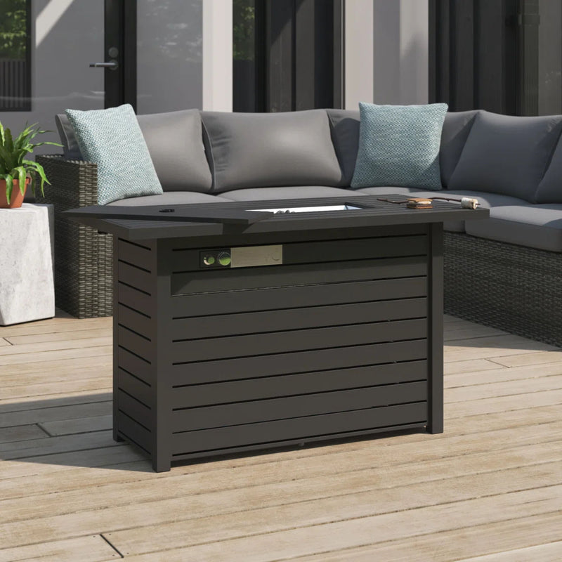 Outdoor Fire Pit Table With Lid Durable Construction - Black, photo 4 of 7
