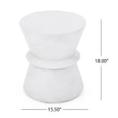 Outdoor Lightweight Concrete End Table With Hourglass Structure - Antique White