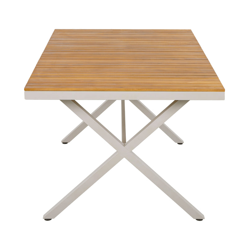 Outdoor 5-Piece Dining Set - Rectangular Teak Wood Table + 4 Wicker Chairs with Cushions, photo 9 of 10