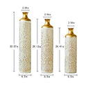 3 Piece Home Decoration Large Glazed Floor Vases - Gold / White by HouseOfZazla