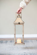 Candle Lantern Decorative, Hurricane Lantern Holder Decor For Indoor Outdoor, Home Garden Wedding - Ivory by HouseOfZazla