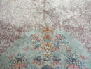 9' X 12' Vintage Handmade Chinese Carving Sculpture Wool Rug Flower Design Pink Carpet
