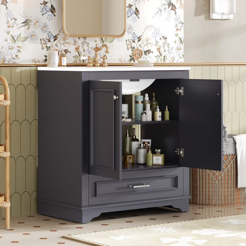 Bathroom Vanity With Sink, Cabinet & 2 Soft Closing Doors & Adjustable Shelf, photo 25 of 50