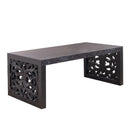 Rustic Carved Wood Coffee Table, Handcrafted Look With Ornate Side Panels by HouseOfZazla