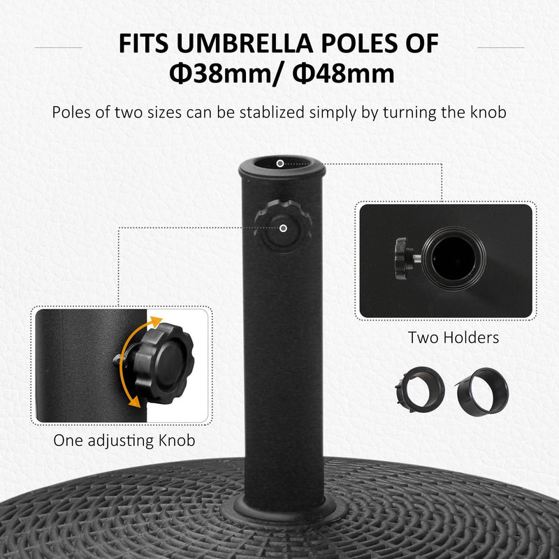 50 lbs. Umbrella Base, 20.5", Round Heavy Duty Umbrella Stand with Wheels for 1.5" or 2" Umbrella Poles, Patio Market Stand for Outdoor, Lawn, Deck, Poolside, Black