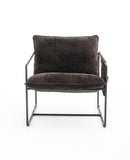 2 Sets 1 Case, Upholstered hanging armchair with arm pocket metal frame, crushed foam cushions and skin-friendly braid for living room and bedroom. Dark Gray