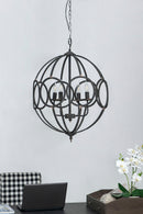4 Light Metal Chandelier, Hanging Light Fixture With Adjustable Chain For Kitchen, Bulb Not Included - Black by HouseOfZazla