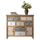 Vintage Wooden Accent Chest with 7 Drawers & 2 Cabinets