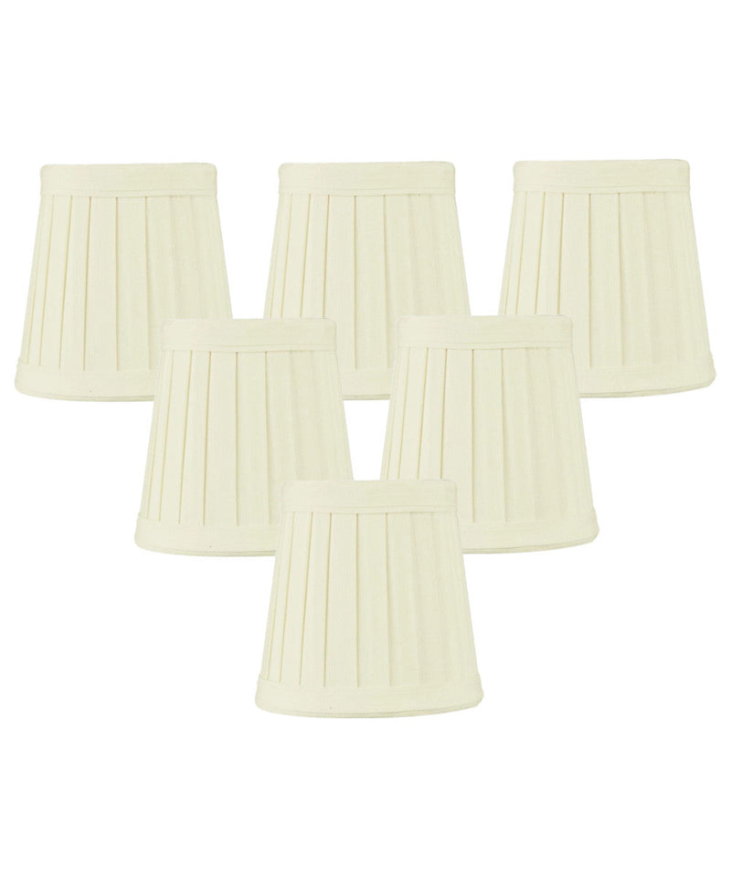 4"W x 4"H Set of 6 Egg Shell Pleated Clip-on Candelabra Lampshade