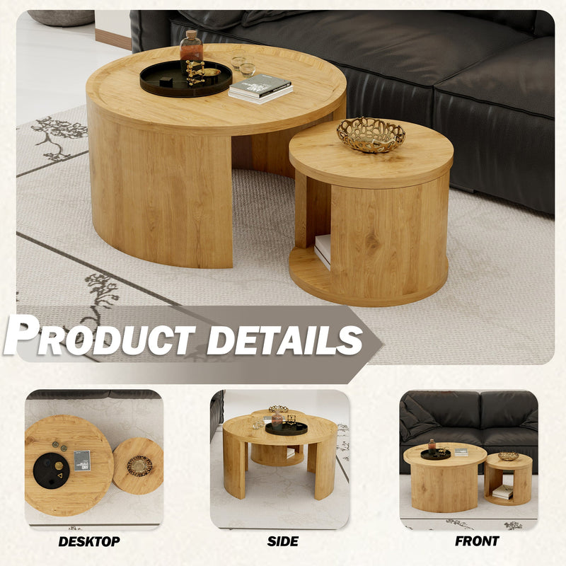 Round Nesting Coffee Table Set of 2, photo 10 of 10