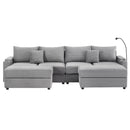 Modern Style Loveseat Sofa Sectional Sofa Couch With Storage Space, A Movable Ottoman, Two USB Ports, Two Cup Holders, A Phone Holder For Living Room by HouseOfZazla