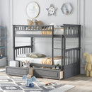 Twin Over Twin Bunk Bed With Drawers, Convertible Beds by Unique Piece Furniture