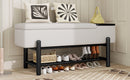 TREXM Farmhouse Upholstered Storage Bench with Hidden Compartment