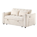 55.3" 4-1 Multi-functional Sofa Bed with Cup Holder and USB Port for Living Room or Apartments Milky White