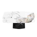 Modern Artificial Stone Pandora White Curved Metal Leg Dining Table, Can Accommodate 6-8 People - Antique White by HouseOfZazla