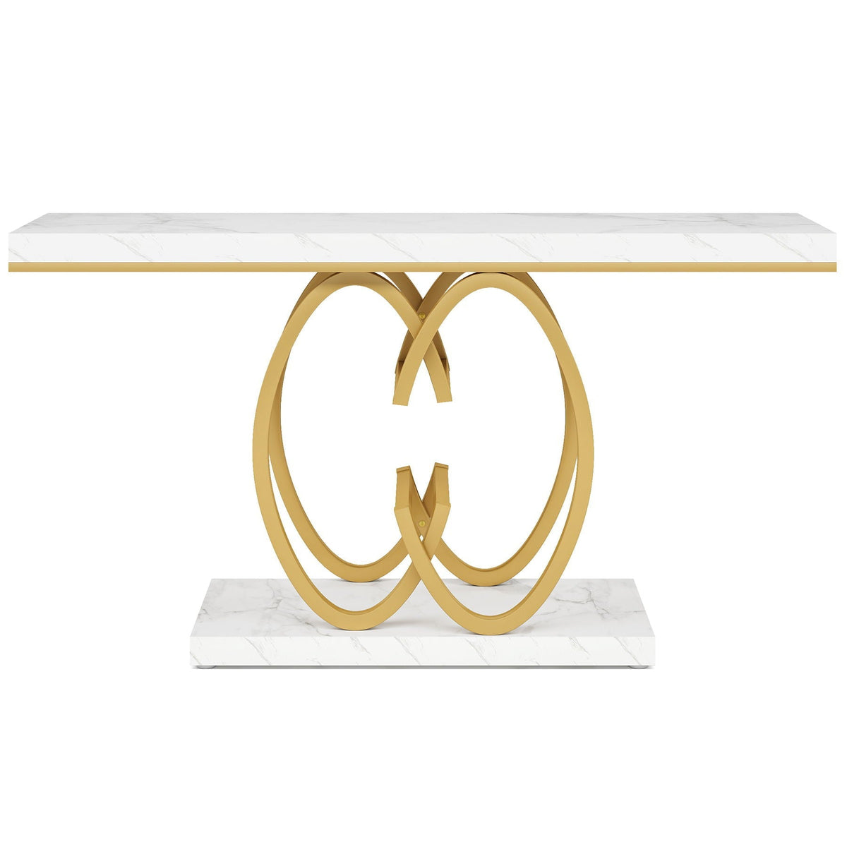 Console Table, Geometric Entryway Table For Living Hallway - White / Gold, photo 4 of 4