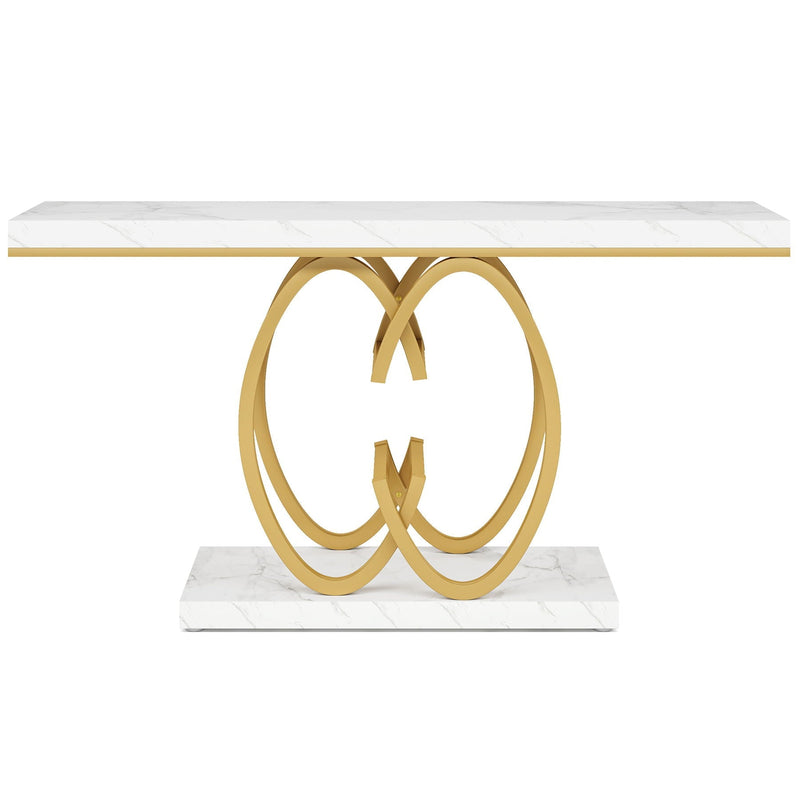 Console Table, Geometric Entryway Table For Living Hallway - White / Gold, photo 4 of 4