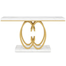 Console Table, Geometric Entryway Table For Living Hallway - White / Gold by HouseOfZazla