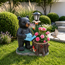 Standing Black Bear Garden Planter with Decorative Solar Lantern by HouseOfZazla